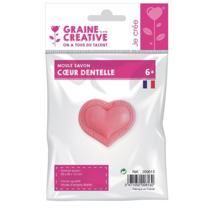Moule à savon Mini Cœur Dentelle - 55 x 45 x 15 mm