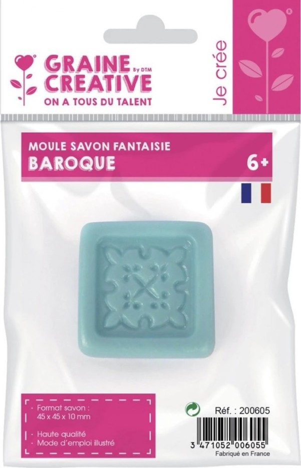 Moule à savon Mini Motif baroque - 4,5 x 4,5 x 1 cm