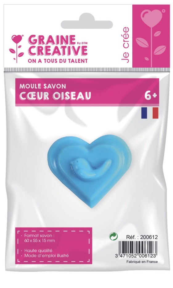 Moule à savon - Mini Cœur Oiseau - 12 x 9 cm