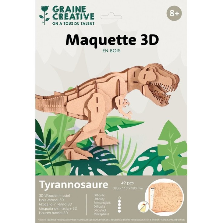 Maquette 3D en bois T-Rex - 49 pièces à assembler