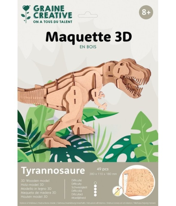 Maquette 3D en bois T-Rex -...