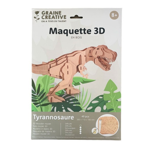 Maquette 3D en bois T-Rex - 49 pièces à assembler