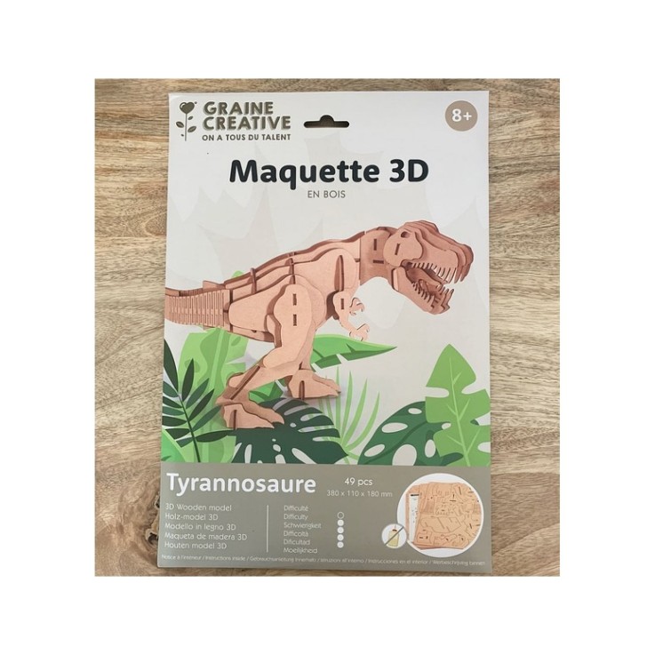 Maquette 3D en bois T-Rex - 49 pièces à assembler