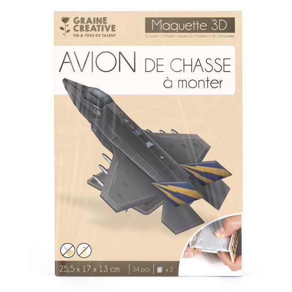 Maquette 3D d'avion F35 - 25,5 x 17 x 13 cm