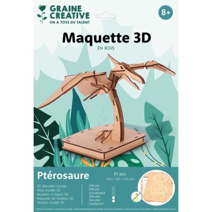 Maquette 3D de ptérosaure - 16 x 38,5 x 19 cm