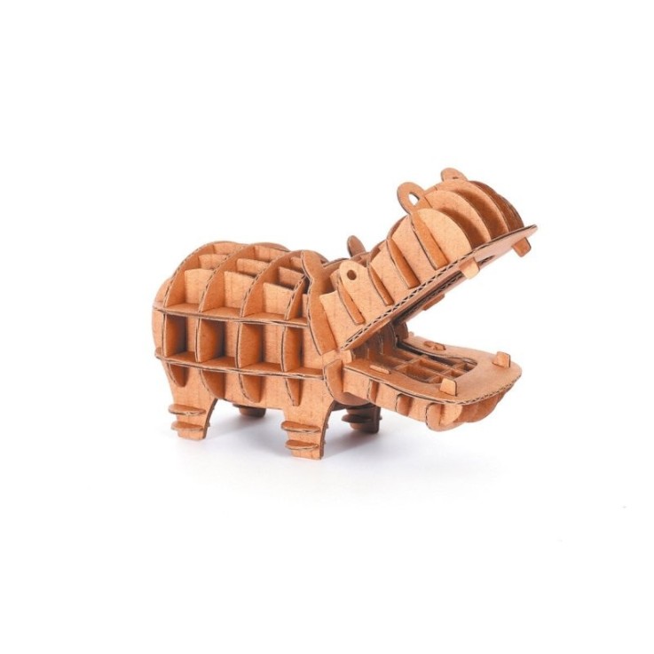 Maquette 3D d'hippopotame en carton - pièces à assembler sans colle