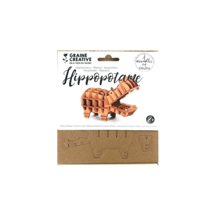 Maquette 3D d'hippopotame en carton - pièces à assembler sans colle