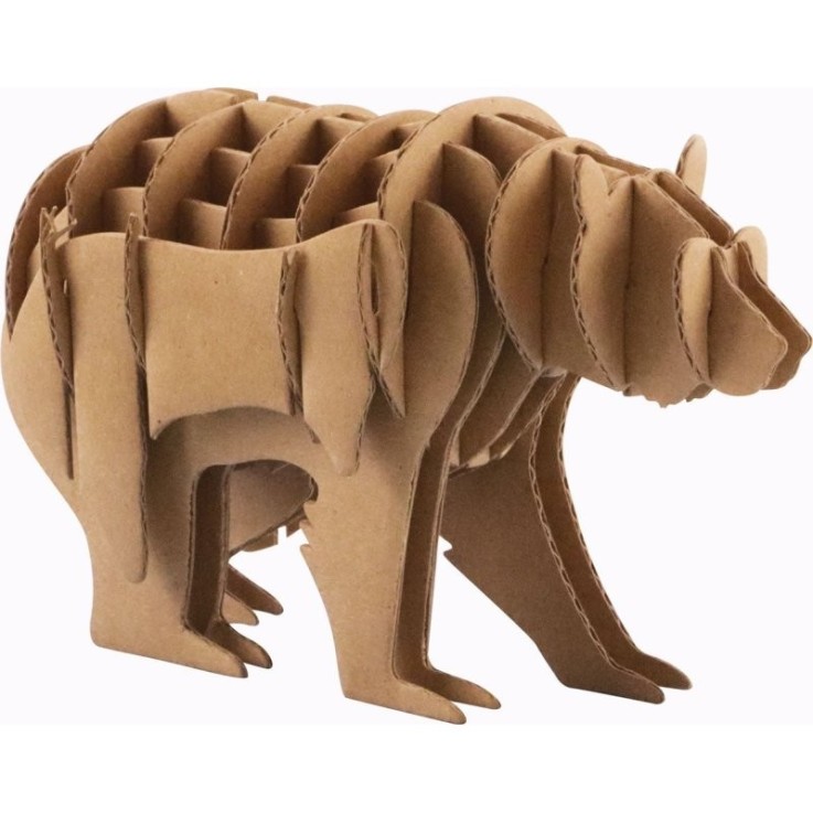 Maquette d'ours en carton à décorer - 13 x 6 x 8,5 cm