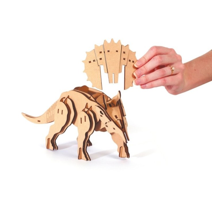 Maquette 3D en bois Tricératops - 31 x 11 x 16 cm