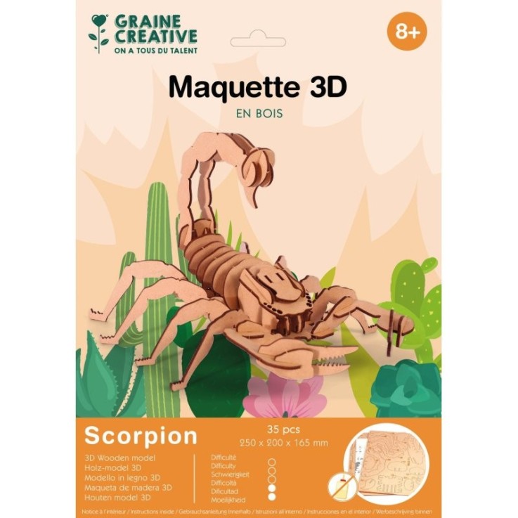 Maquette 3D de scorpion en bois à assembler - 25 cm