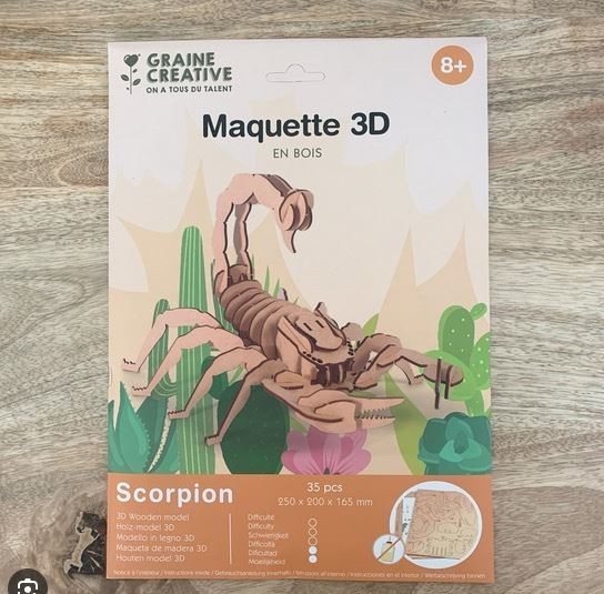 Maquette 3D de scorpion en bois à assembler - 25 cm