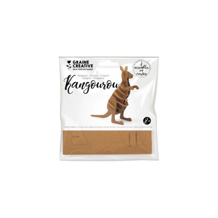 Maquette 3D en carton de kangourou à assembler et décorer