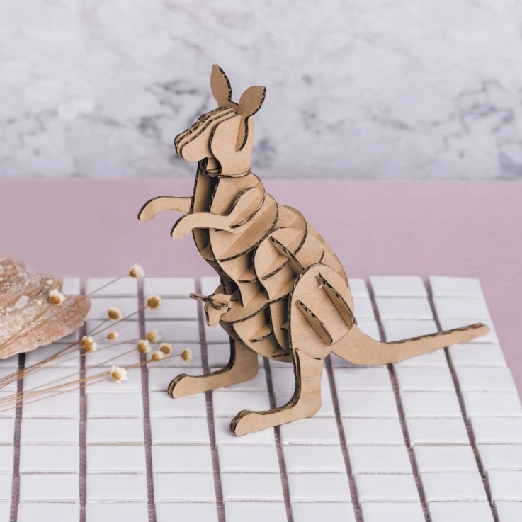 Maquette 3D en carton de kangourou à assembler et décorer