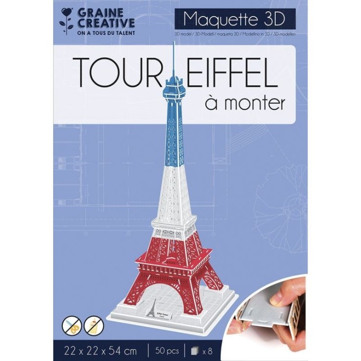 Maquette 3D Tour Eiffel - 22 × 22 × 54 cm
