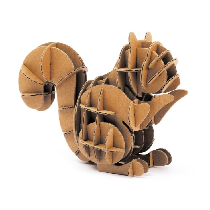 Maquette écureuil en carton - 13,5 × 6,5 × 9,1 cm