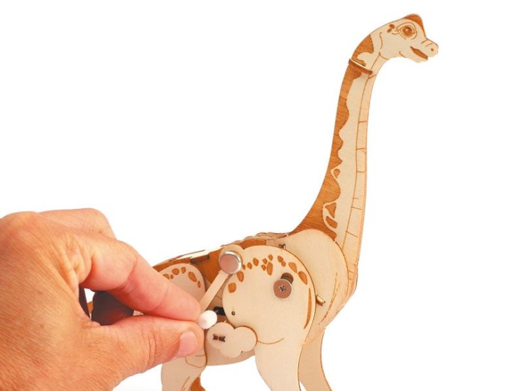 Maquette mécanique 3D en bois - Diplodocus - 213 x 172 x 43 mm