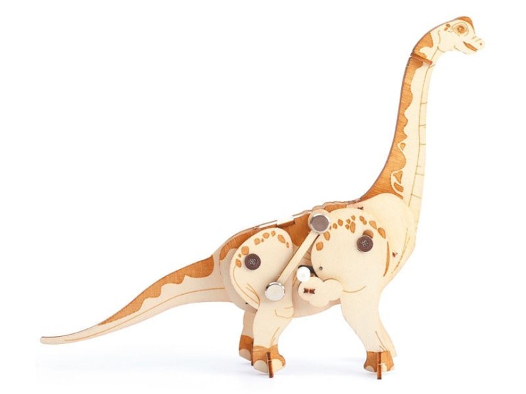 Maquette mécanique 3D en bois - Diplodocus - 213 x 172 x 43 mm