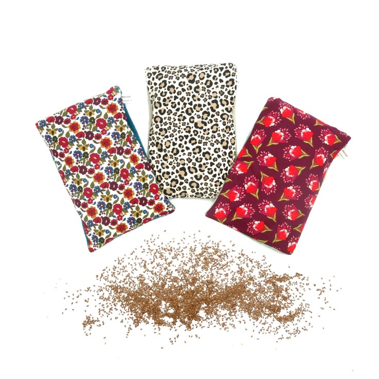 Kit bien-être - bouillotte aux graines de lin et masque de nuit