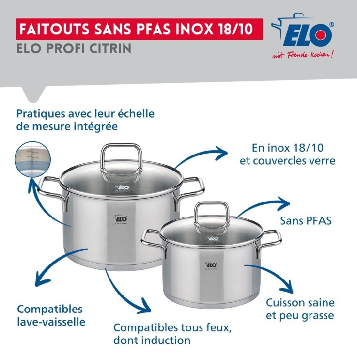 Batterie de cuisine Profi Citrin en inox - 24, 32, 12, 14 cm