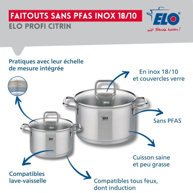 Batterie de cuisine Profi Citrin en inox - 24/32 cm - 12/16 cm