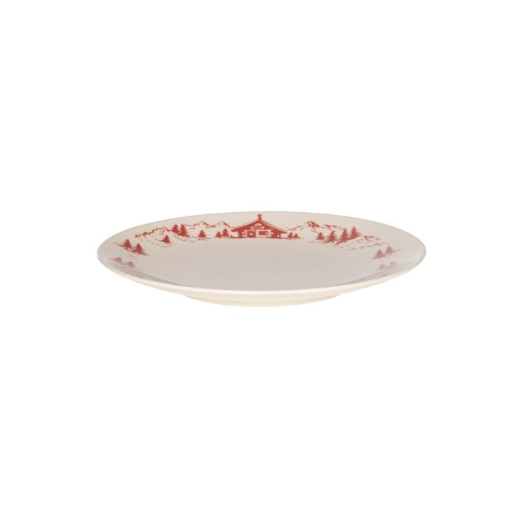 Assiette plate Alpages rouge 27 cm (lot de 6) en grès - Vaisselle de Noël