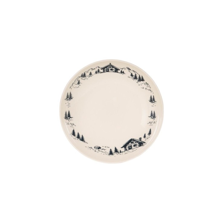 Assiette creuse Alpages noir 22 cm (lot de 6) en grès - Vaisselle de Noël