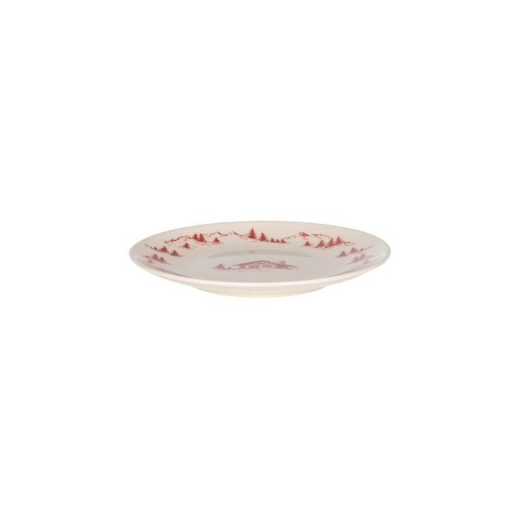 Assiette dessert Alpages rouge 21 cm (lot de 6) en grès - Vaisselle de Noël