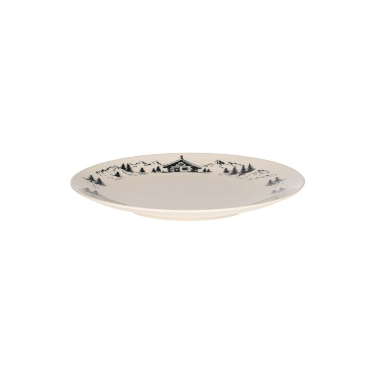 Assiette plate Alpages noir 27cm (lot de 6) en grès - Vaisselle de Noël