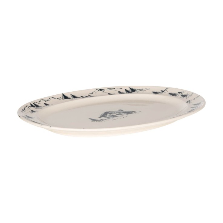 Plat ovale Alpages noir 42x30 cm en grès - Vaisselle de Noël