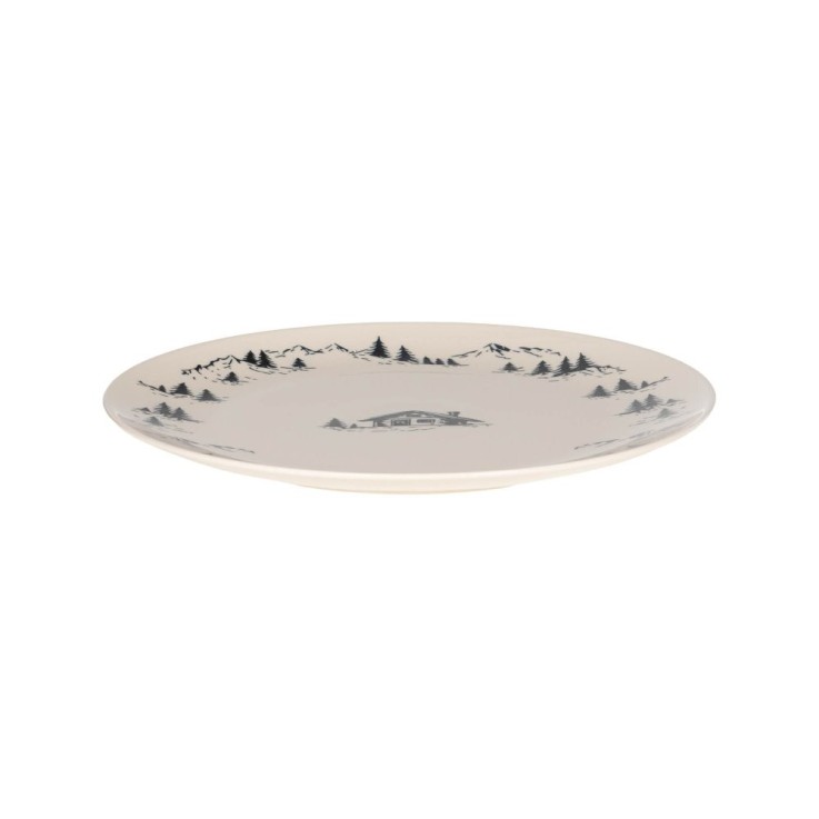 Plat rond Alpages noir 32 cm en grès - Vaisselle de Noël