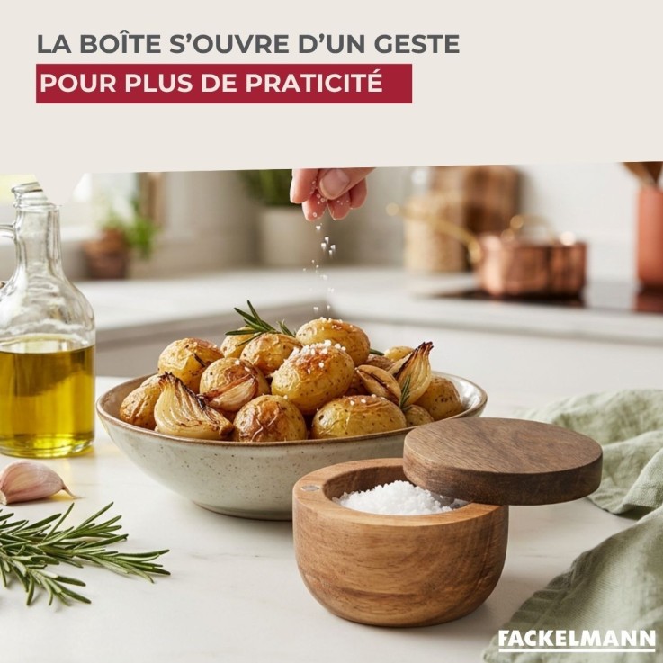 Boîte à épices en bois d'acacia certifié FSC - 9 x 5,5 cm