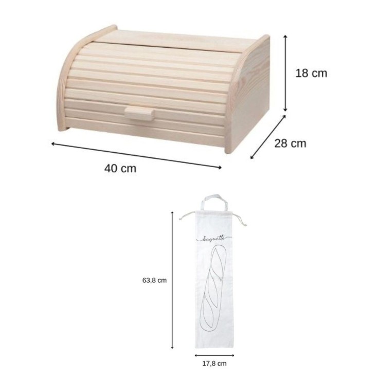 Set de conservation du pain en bois et coton - 2 sacs inclus
