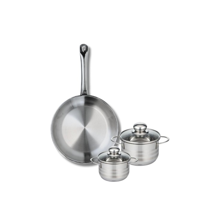 Batterie de cuisine Profi Brillant en inox - 12, 14 et 28 cm