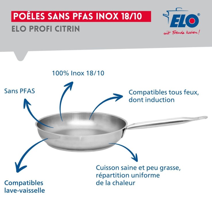 Batterie de cuisine Profi Brillant en inox - 12, 14 et 28 cm