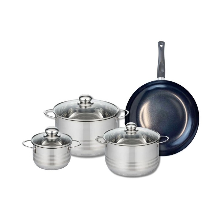 Batterie de cuisine Prima Brillant en aluminium et inox - 4 pièces - noire