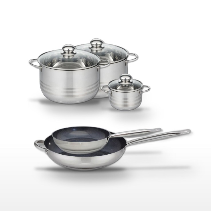 Lot de poêles et faitouts Profi Therm Platinum en inox 18/10 - gris