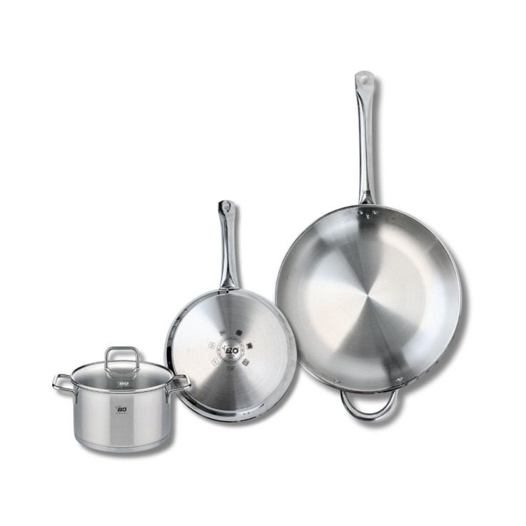 Batterie de cuisine Profi Citrin en inox - 24, 32 et 16 cm