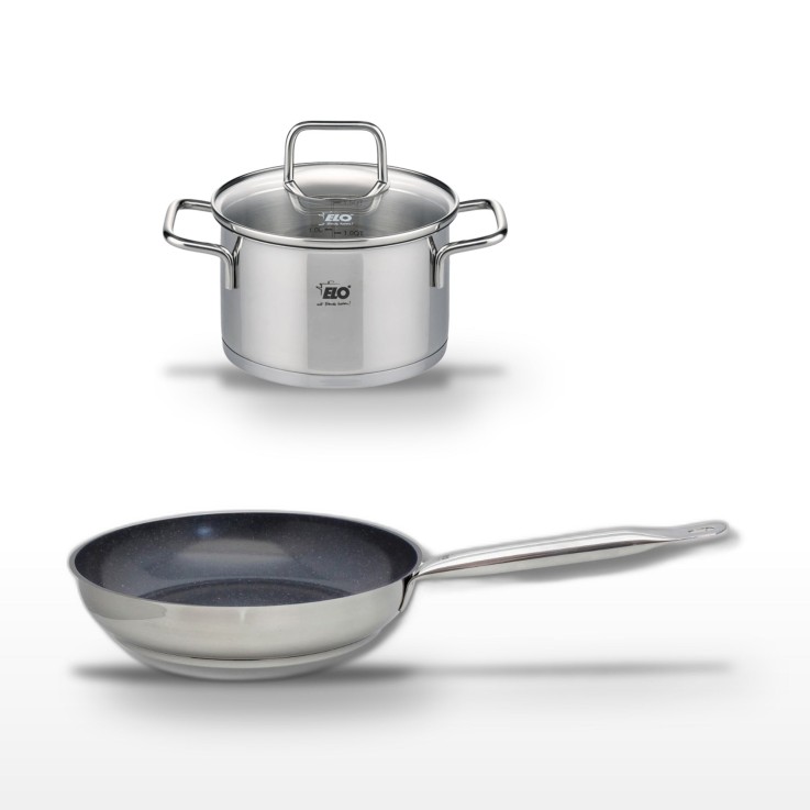 Lot poêle et faitout Profi Therm Platinum en inox - 24 et 20 cm - 3,4 L