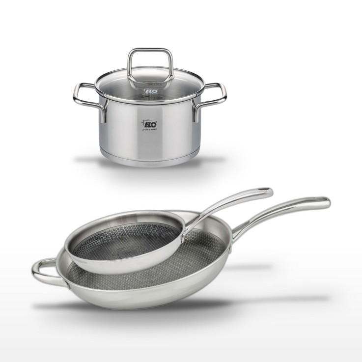 Batterie de cuisine Relief Evolution en inox - 28/32 cm - faitout 16 cm
