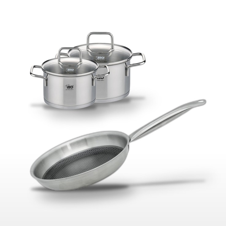 Batterie de cuisine Relief Solution en inox - 24 cm - 16 et 14 cm
