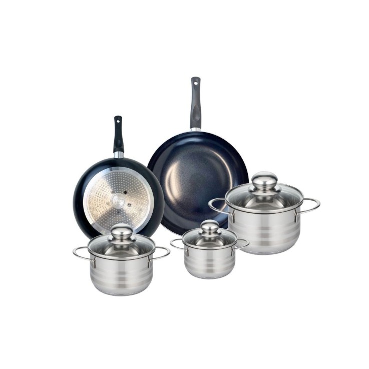 Batterie de cuisine Prima Brillant en aluminium et inox - 12 à 24 cm - noire