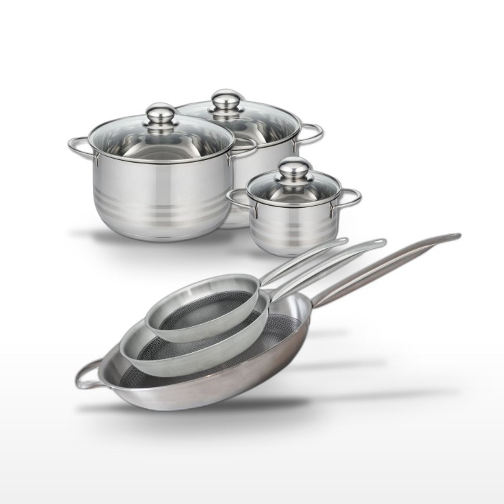 Poêles et faitouts Relief Solution en inox - 24/28/32 cm - 14/20/24 cm