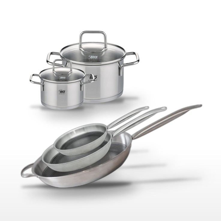 Batterie de cuisine Citrin et Relief Solution en inox - 5 pièces - noire