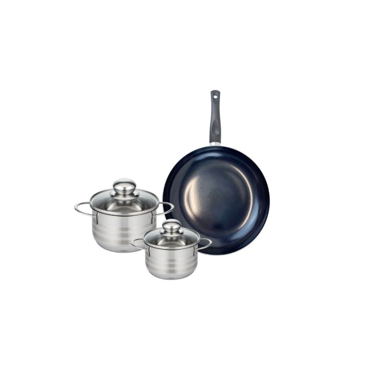 Batterie de cuisine Prima Brillant en aluminium et inox - 24 cm - noire