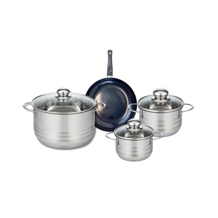 Batterie de cuisine Prima Brillant en aluminium et inox - 14, 16, 20 et 24 cm