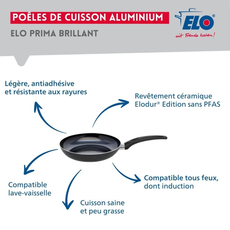 Batterie de cuisine Prima Brillant en aluminium et inox - 14, 16, 20 et 24 cm