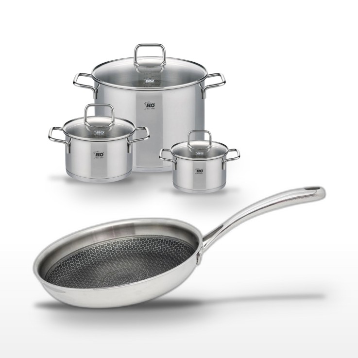 Batterie de cuisine Relief Evolution en inox - 20, 24 et 26 cm
