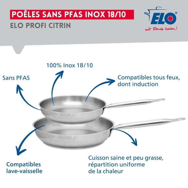Batterie de cuisine Profi Citrin en inox - 2 poêles, 4 faitouts - gris