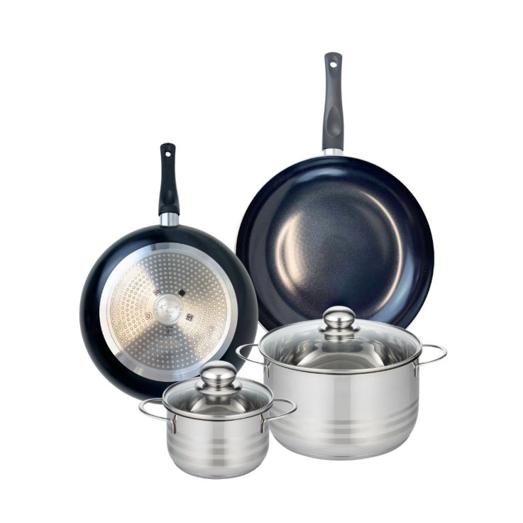 Batterie de cuisine Prima Brillant en aluminium et inox - 4 pièces