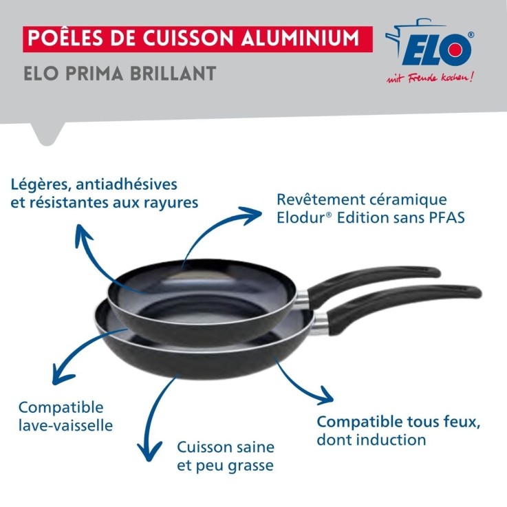 Batterie de cuisine Prima Brillant en aluminium et inox - 4 pièces
